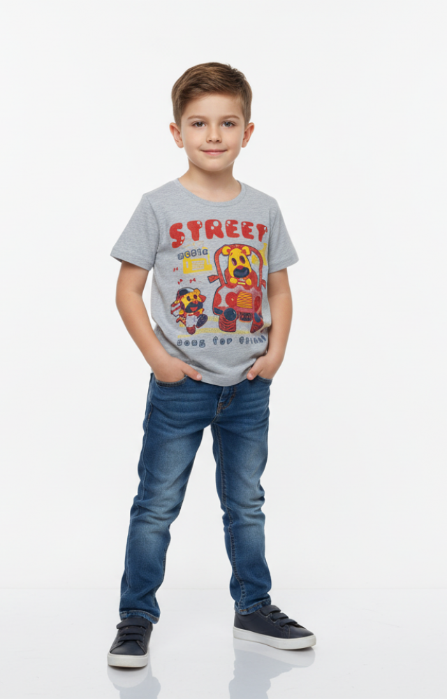 Biye Yaka Baskılı Erkek Tişört Mk.598